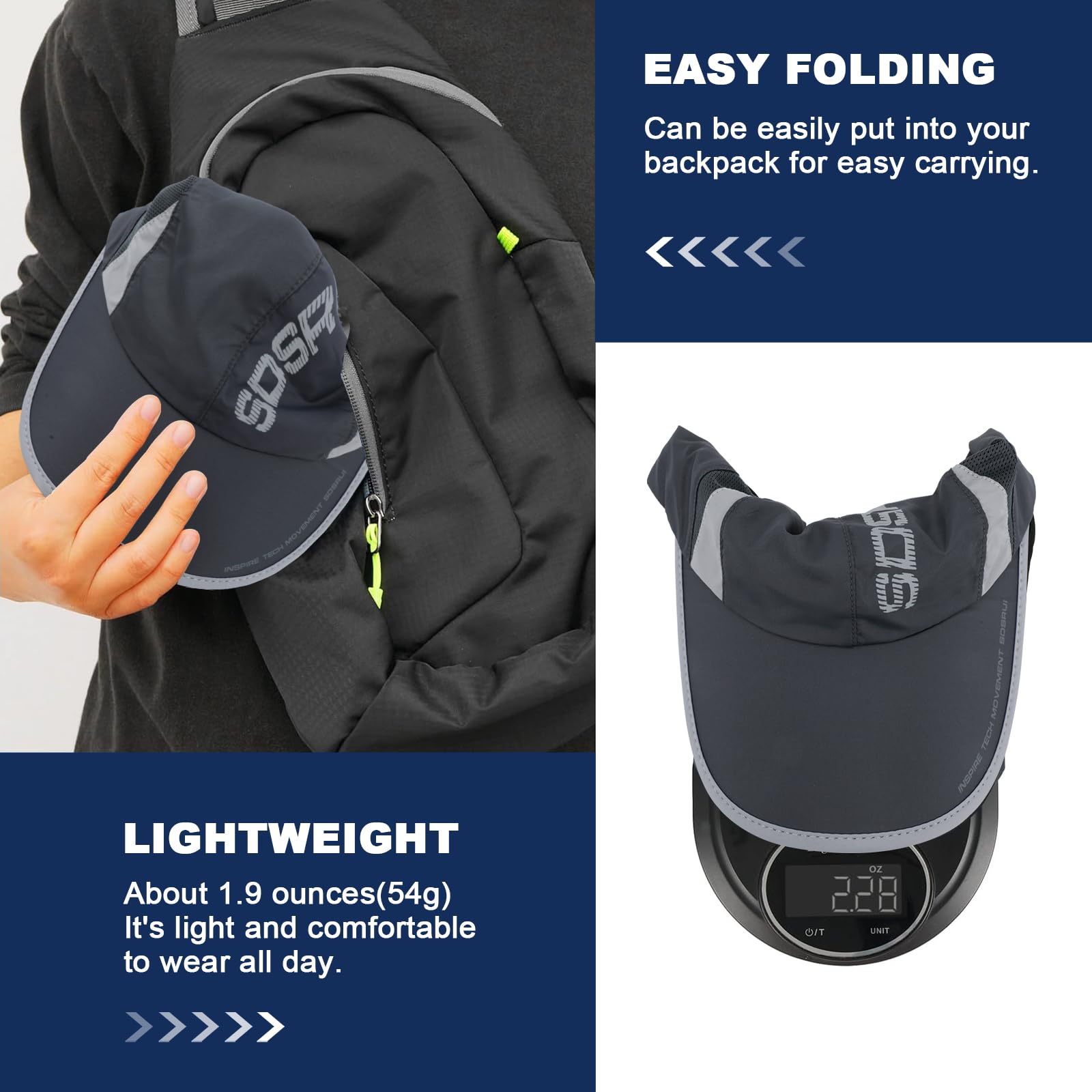 2 Packs Quick Dry Baseball Cap Men Women, Breathable Mesh Lightweight Foldable Outdoor Sports Baseball Cap Sun Protection Baseball Hats Sun Hat - 4