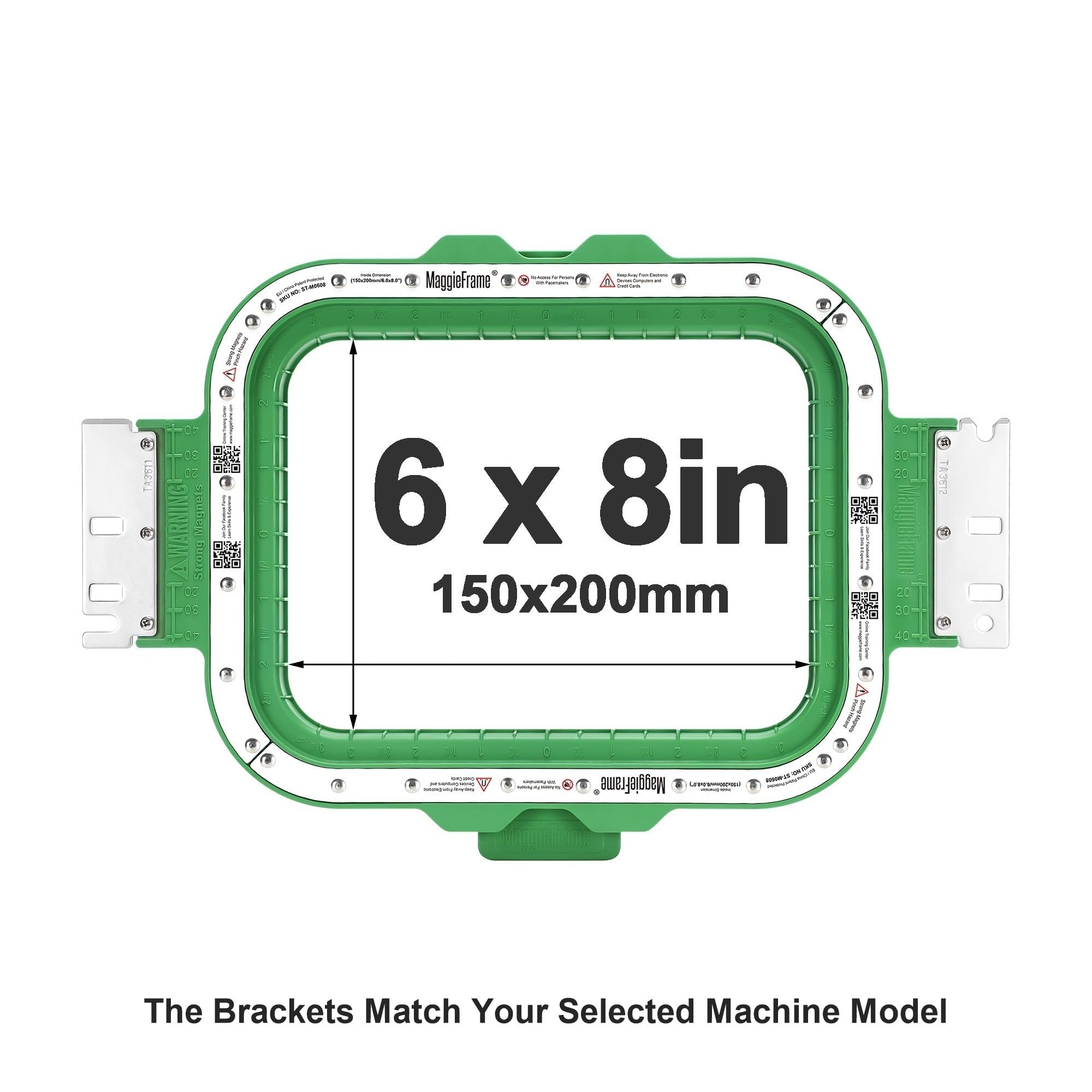 Brewland Bastidor de bordado magnético 150x200mm para Janome MB7 MB4S MB4 | Compatible con Janome MB7S; 6x8inch