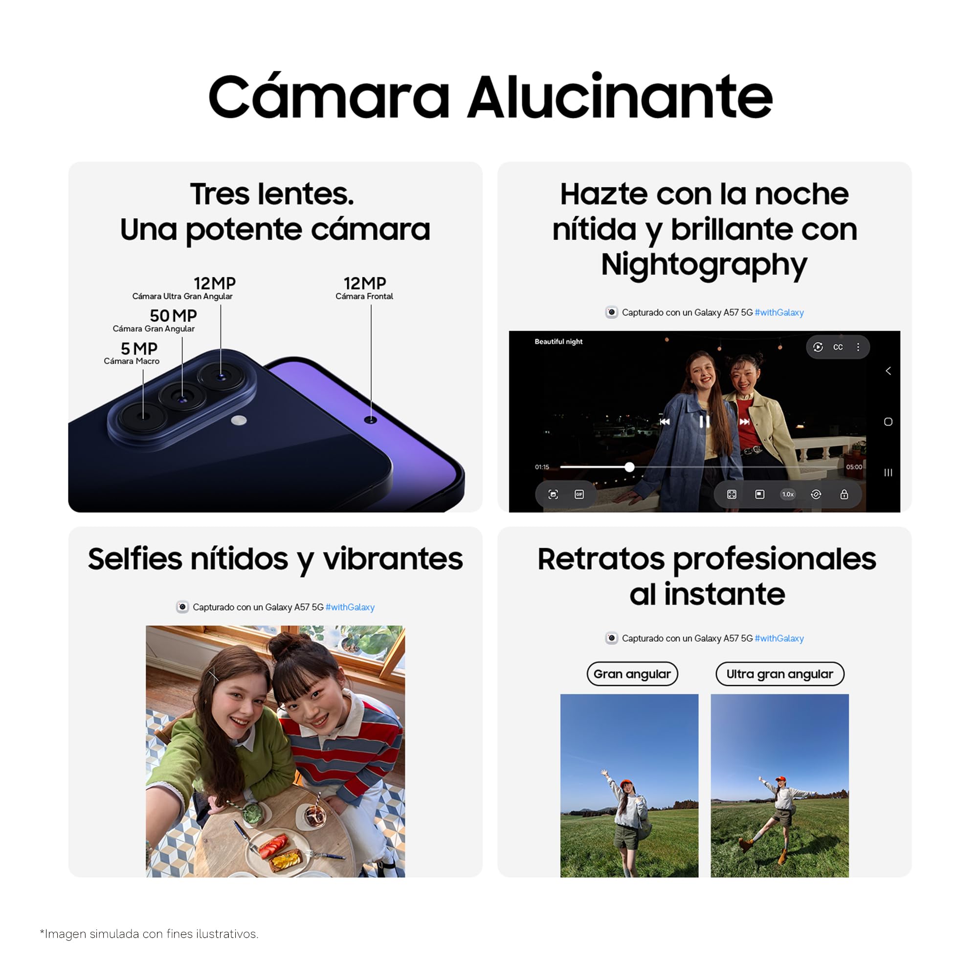 Samsung Galaxy A57 5G, 256GB, Móvil Fino con IA, 8GB, Gran Angular 50MP, Autonomía 2 Días, Batería 5000mAh, IP68, Garantía del Fabricante 3 Años + 1 Año Extra, Color Azul Oscuro (Versión Española)