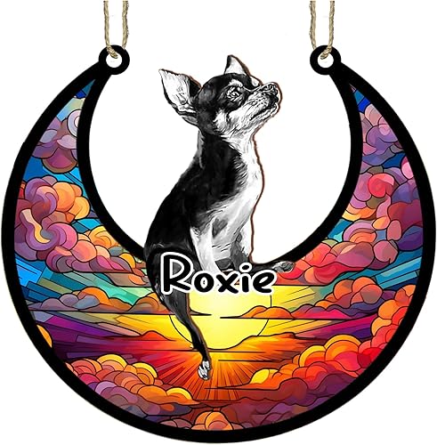 Vista 452 de LOVELYPOD Adorno de Navidad personalizado de perro pastor alemán, atrapasoles conmemorativo, adorno de Navidad de pastor alemán con nombre, pérdida