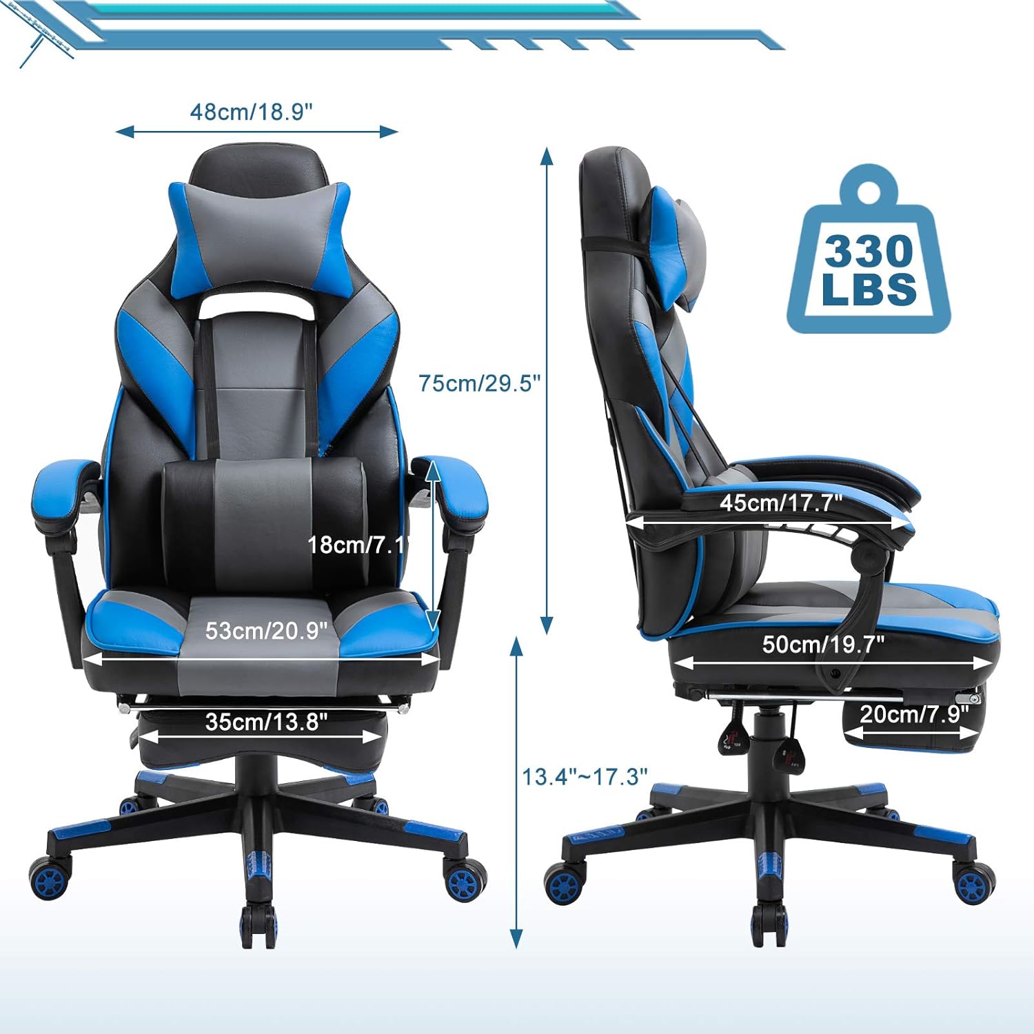 Buy Blue Gaming Chair Massage Ergonomic Office Chair Pc Racing Reclining Gaming Computer Chair High Back Executive Desk Chair Pu Leather Adjustable Swivel Task Chair With Footrest Lumbar Support Online In Indonesia Buy Blue Gaming Chair Massage Ergonomic Office Chair Pc Racing Reclining Gaming Computer Chair High Back Executive Desk Chair Pu Leather Adjustable Swivel Task Chair With Footrest Lumbar Support Online In Indonesia