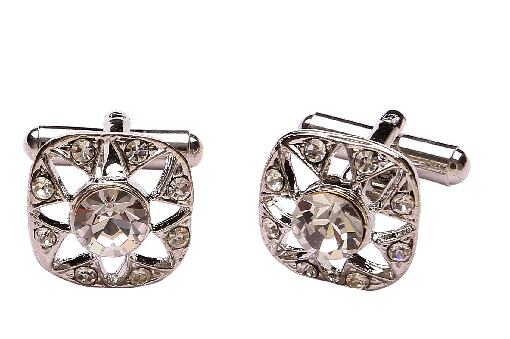 Cufflinks for Men with Diamond Crystals French Cuff Shirts Links Suit Blazer Party in A Gift Box
