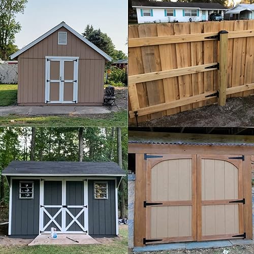 Miniatura 5 de Correa en T de 10 pulgadas, bisagras de puerta de cobertizo, bisagra negra para cercas de madera, patio, puerta de granero, a prueba de óxido