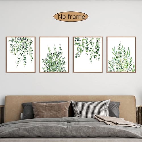 Miniatura 4 de VNWEK Póster artístico de hojas de eucalipto botánico verde salvia, sin marco, 8 x 10 pulgadas, juego de 4, decoraciones de vegetación bohemia para