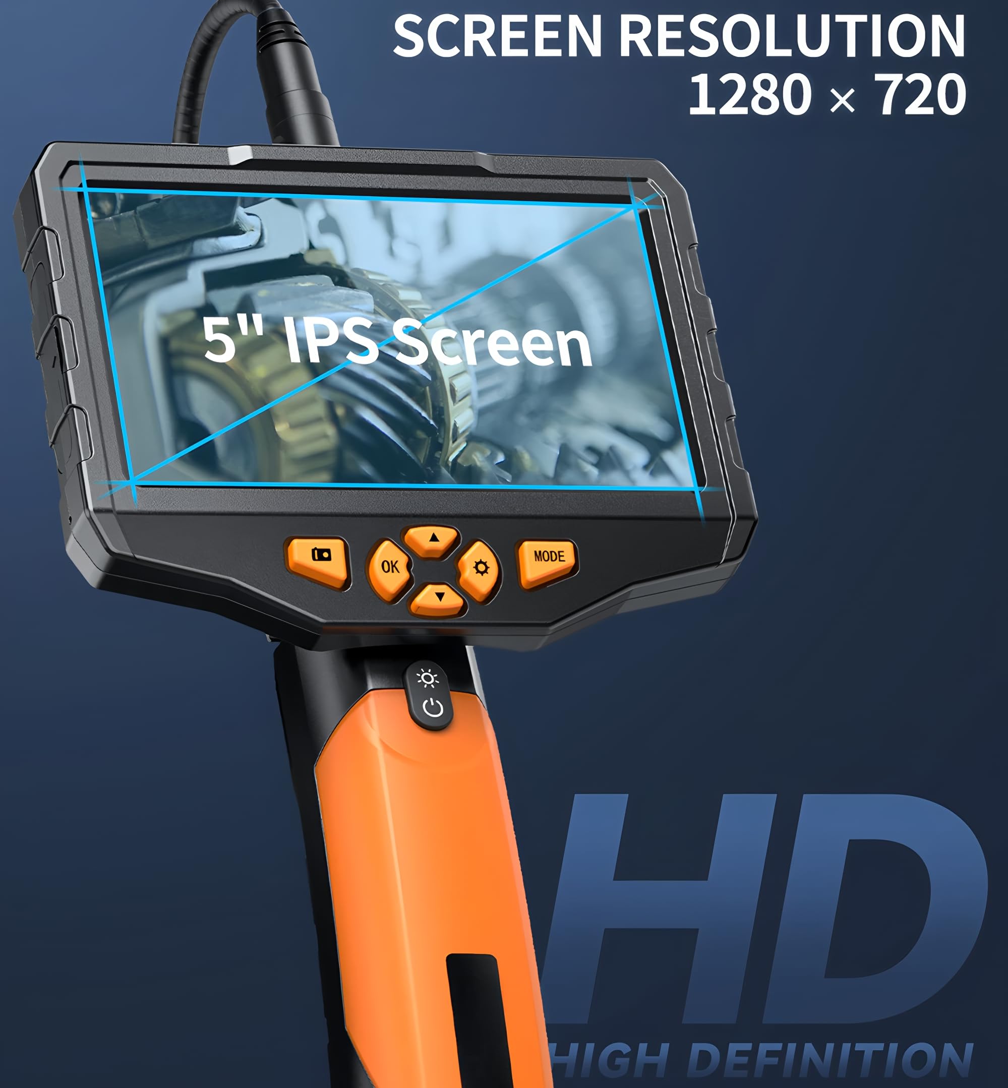 NTS300 Cámara de inspección de 5.0 Pulgadas Endoscopio Industrial Digital Cámara 1080P HD cámara de inspección de tuberías de desagüe Borescopio (Lente única-5.5mm-3m)