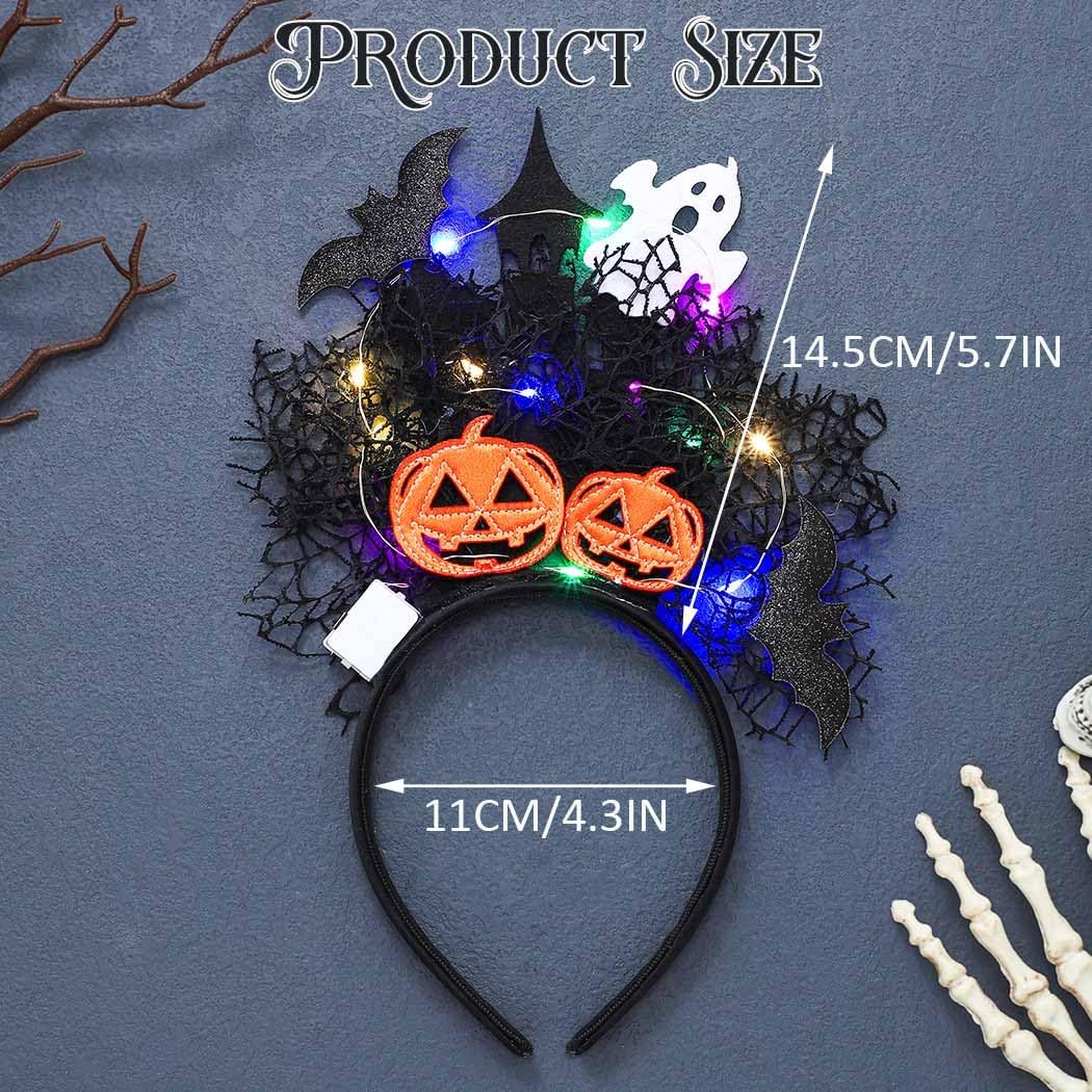 GORTIN Halloween Light up Headband Black Bat Hairband Gohtic Glowing Headpieces LED Halloween Costume Headwear Masquerade Cosplay Rsve Hair Accessories for Women - Image 4