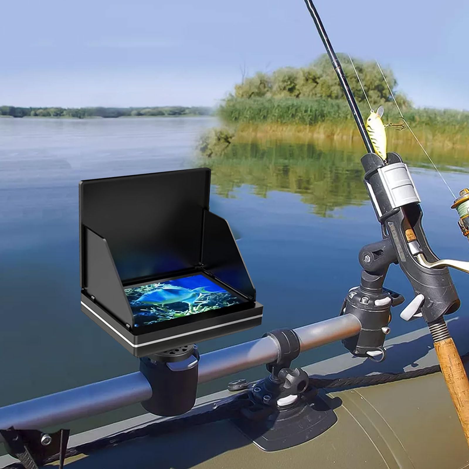 Cámara de pesca subacuática, monitor LCD de 5 pulgadas, buscador de peces HD, cámara subacuática impermeable, kit de cámara subacuática de visión nocturna con cable de 30 m para lago de hielo, barco,