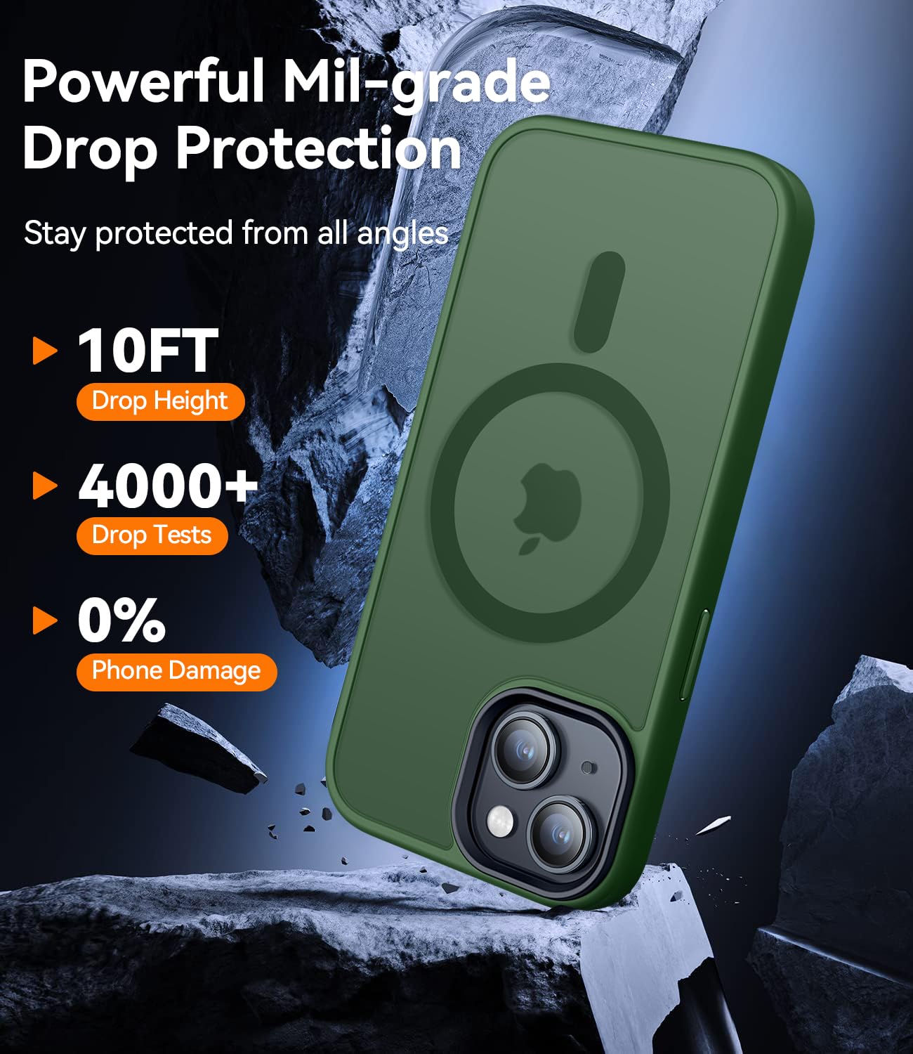 CANSHN Cover Magnetica Opaca per iPhone 13/14, [Compatibile con MagSafe] Custodia Traslucida Opaca Protettiva Sottile Antiurto 6,1 Pollici - Verde Scuro