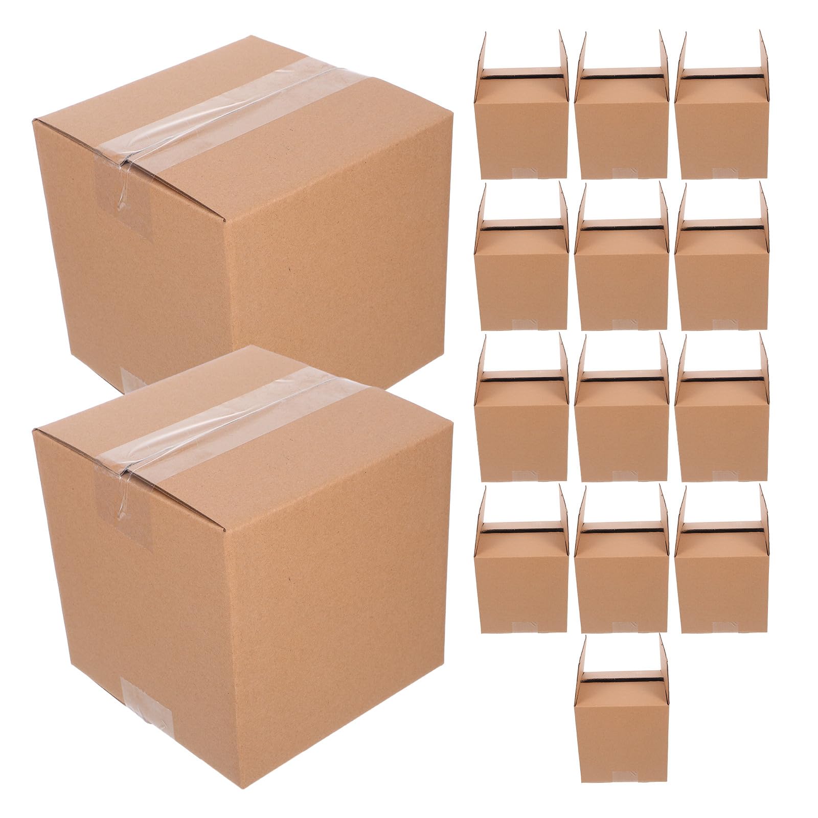 15 pezzi Scatole in Cartone Ondulato da Scatole Quadrate Marroni per Imballaggio e Spedizioni Resistenti e Facili da Montare per Piccole Aziende e Traslochi