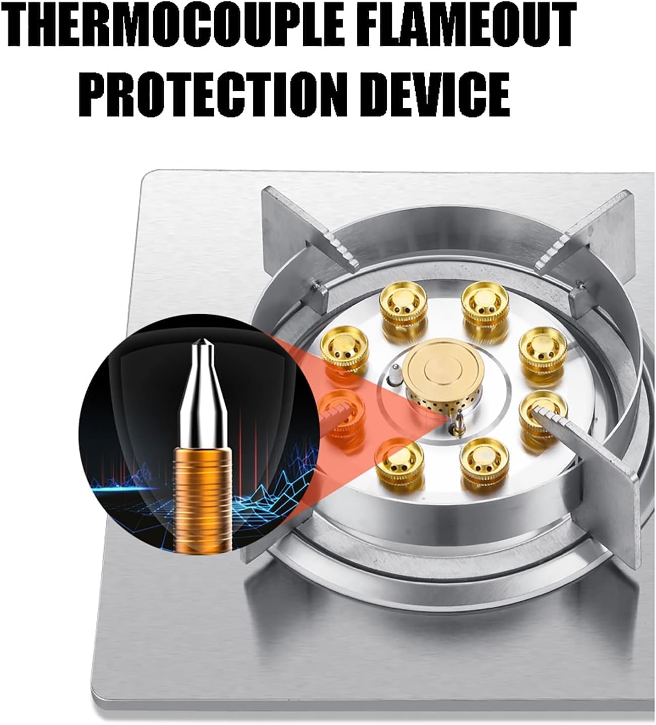 Gas cooktop Desktop Burners Hob gas hob Desktop/Built-in Stove, 25mm Thick Stainless Steel Panel,Natural, Liquefied Petroleum, For Warming, Cooking, Boi(B,NG)