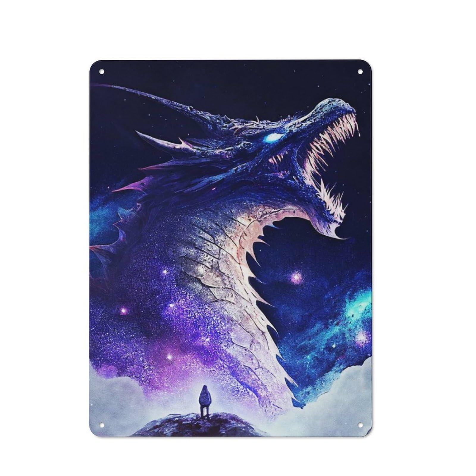 Junmoney Dragon Lonely Rustic Metal Wall Sign 40X30cm For Kitchen Or Home Bar, For Garage, Workshop And Man Cave Decoration