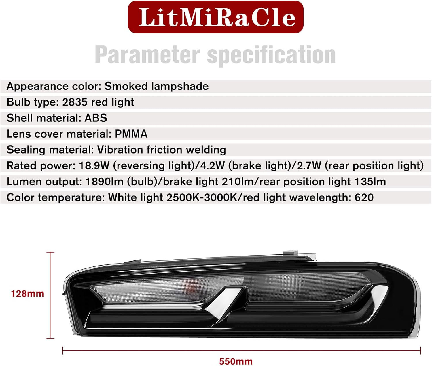 LED Smoked Tail Lights Compatible for Chevy Camaro 2016 2017 2018 With Turn Signal lights, Daytime Running Rear lamps Assembly Upgrade (Smoked Black)
