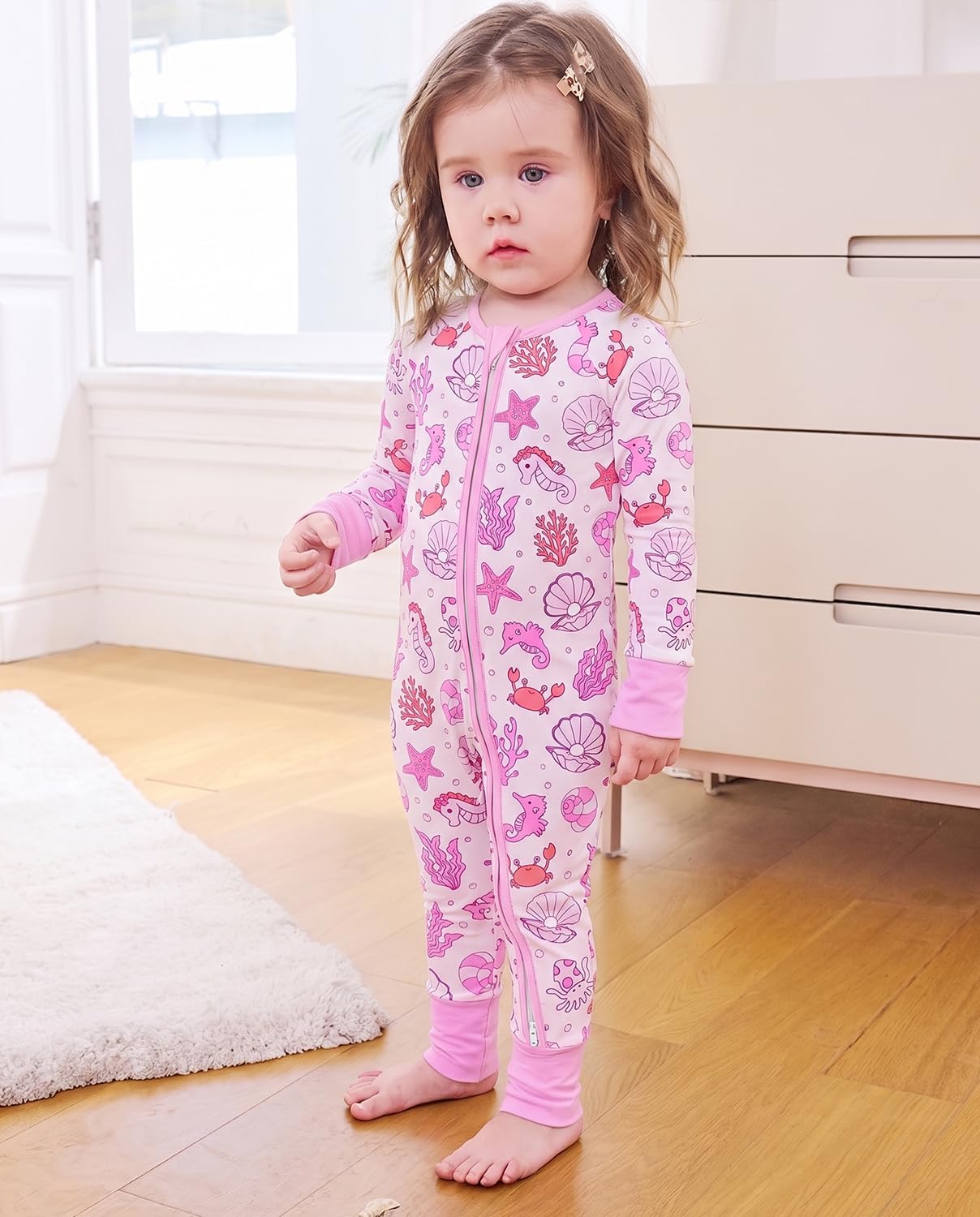 babee Reshinee Viscose Derived from Bamboo Baby Footie Pajamas Convertible Newborn Sleeper for Baby Girl Zipper Onesie 0-24M