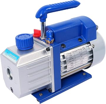 4CFM Single Stage Vacuum Pump, HVAC 110V 60HZ 1/3 HP Power for R12 R22 R134a R410a R502 AC System Refrigerant Recharging, for Automotive Air Conditioner Servicing Resin Degassing