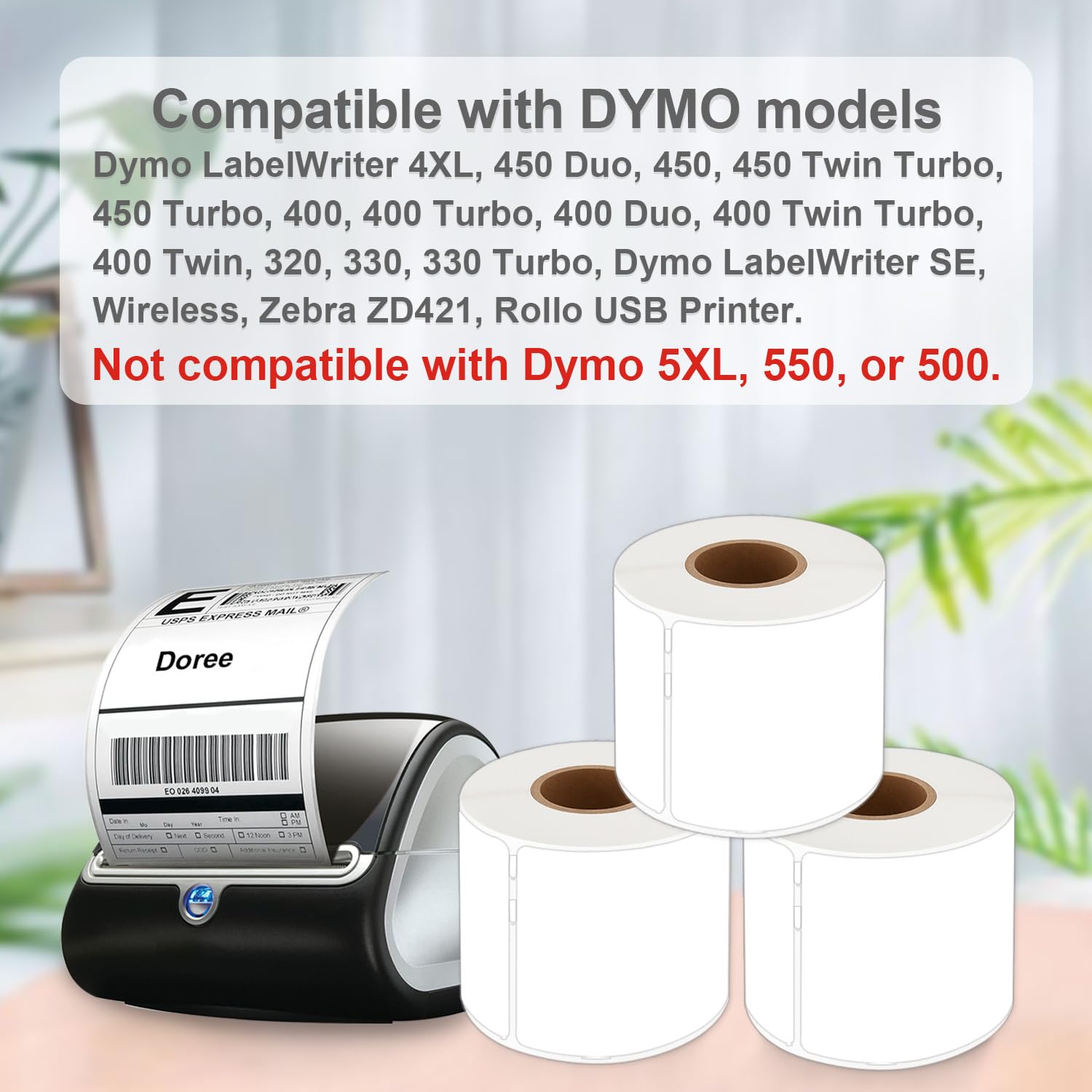 DOREE confezione da 20 etichette indirizzo 99014 S0722430, 54 x 101 mm,220 etichette per rotolo, compatibile con Dymo LabelWriter 4XL 450 400 330 320 311.