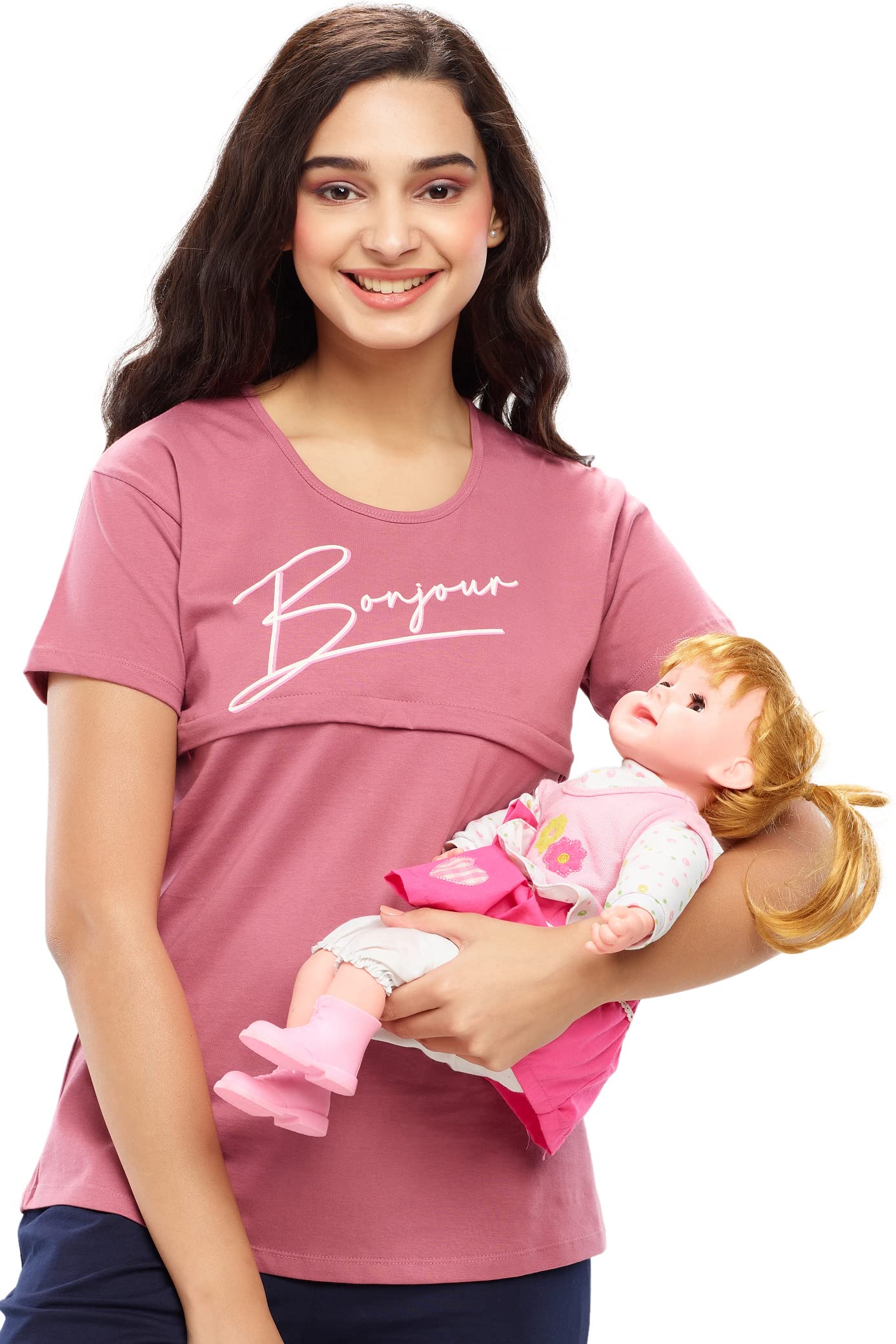 ZEYO Women's Cotton Solid Plain Feeding Top 5647