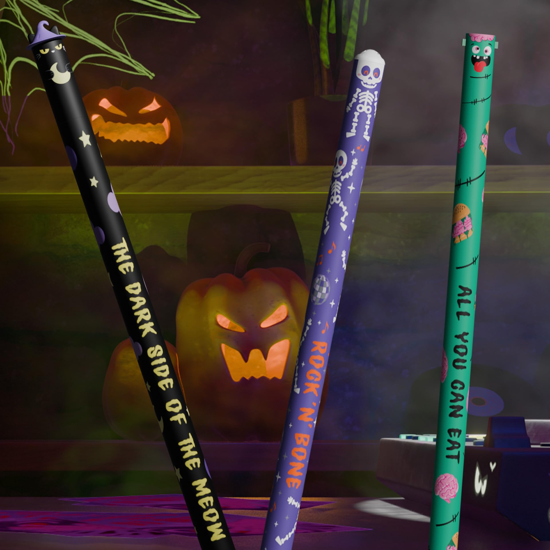 Legami - Set Penne Cancellabili Halloween 2025, Set Erasable, The Boo Crew, Penne con Inchiostro Cancellabile Termosensibile, Nero,Viola, Arancione, Cancella Senza Consumare il Foglio