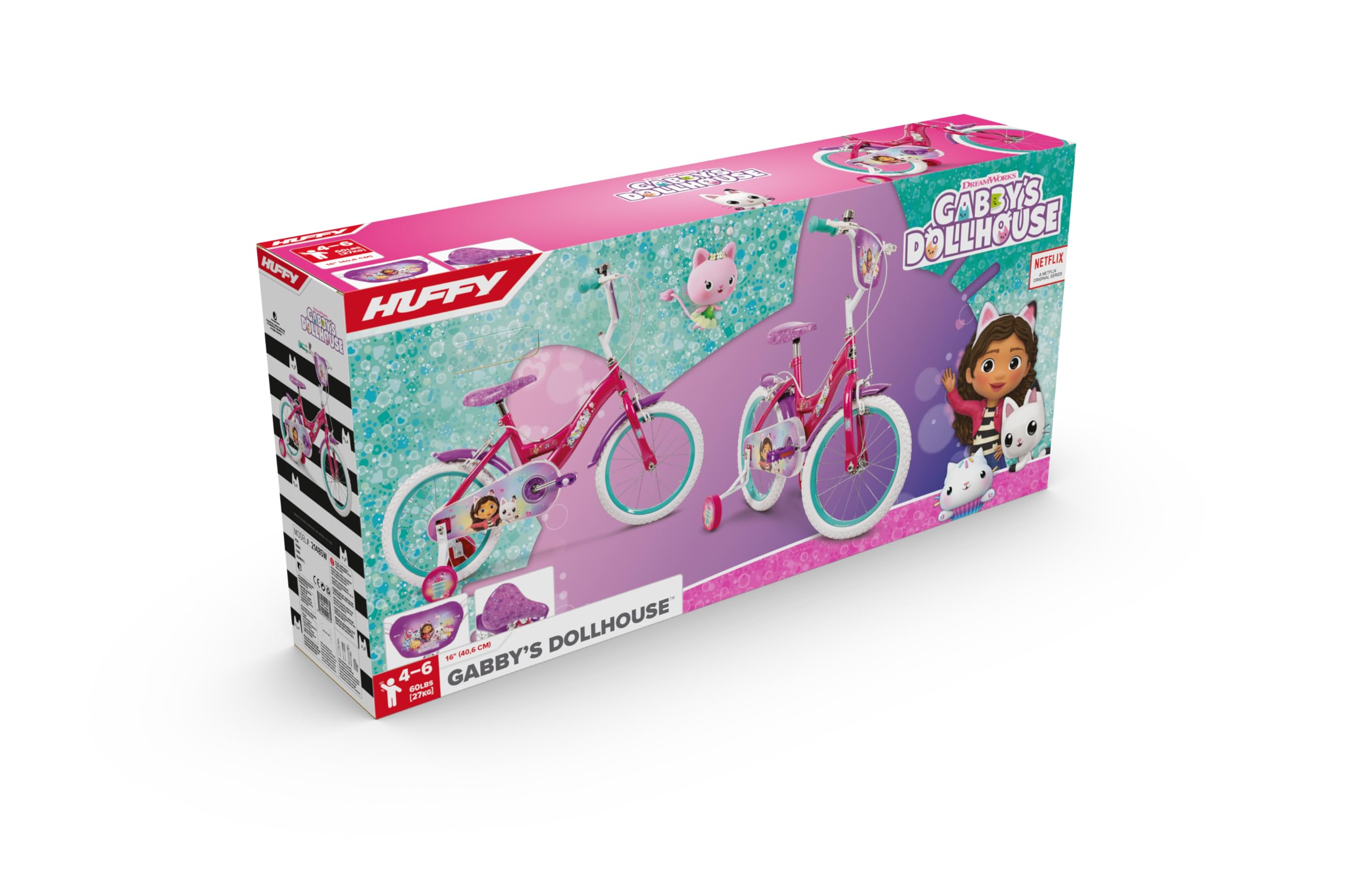 Huffy Gabby's Dollhouse Kinderfahrrad 12/14/16 Zoll mit Stützrädern