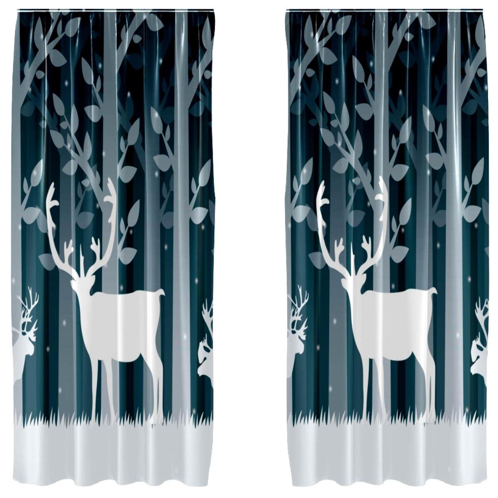 Rideaux de fenêtre occultants en microfibre motif forêt d'arbre 140x213cm