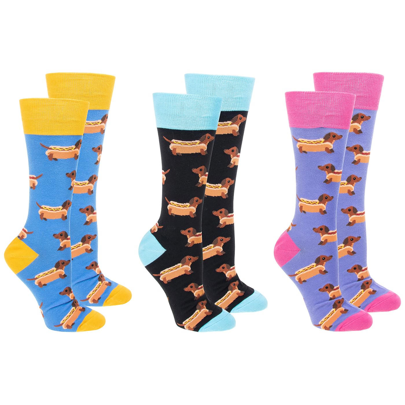 Joe Davies Sock Society Cat & Dog Collection of Funky and Fun Socks - Westie, Paw Prints, Kitty Kat & More! (UK, Alpha, One Size, Regular, Regular, Sausage Dog)