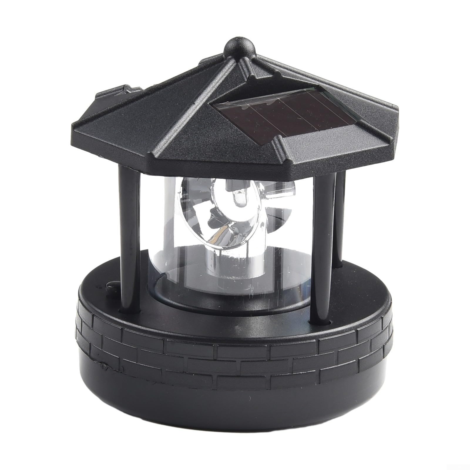 Momfin Solar Rotating Lighthouse,Dual Top Solar Panels For Fast Charging,Outdoor Lighthouse Lawn Light Decorative Garden Lighting For Lawn And Pathway(black)