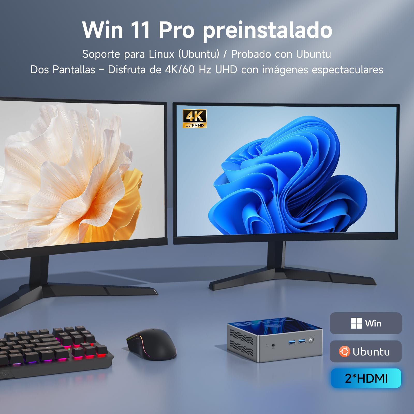 BMAX Mini PC Intel N97 (hasta 3,6GHz) 16GB DDR4 RAM 512GB M.2 SSD Win 11 Pro Mini Ordenador B4Pro Mini PC 4K UHD Dual Display HDMI/WiFi 5/ BT 4.2/ USB 3.2 Micro PC para Casa/Negociom