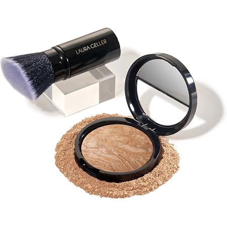 LAURA GELLER NEW YORK Baked Balance-n-Brighten Foundation with Kabuki Brush Makeup Set, Light