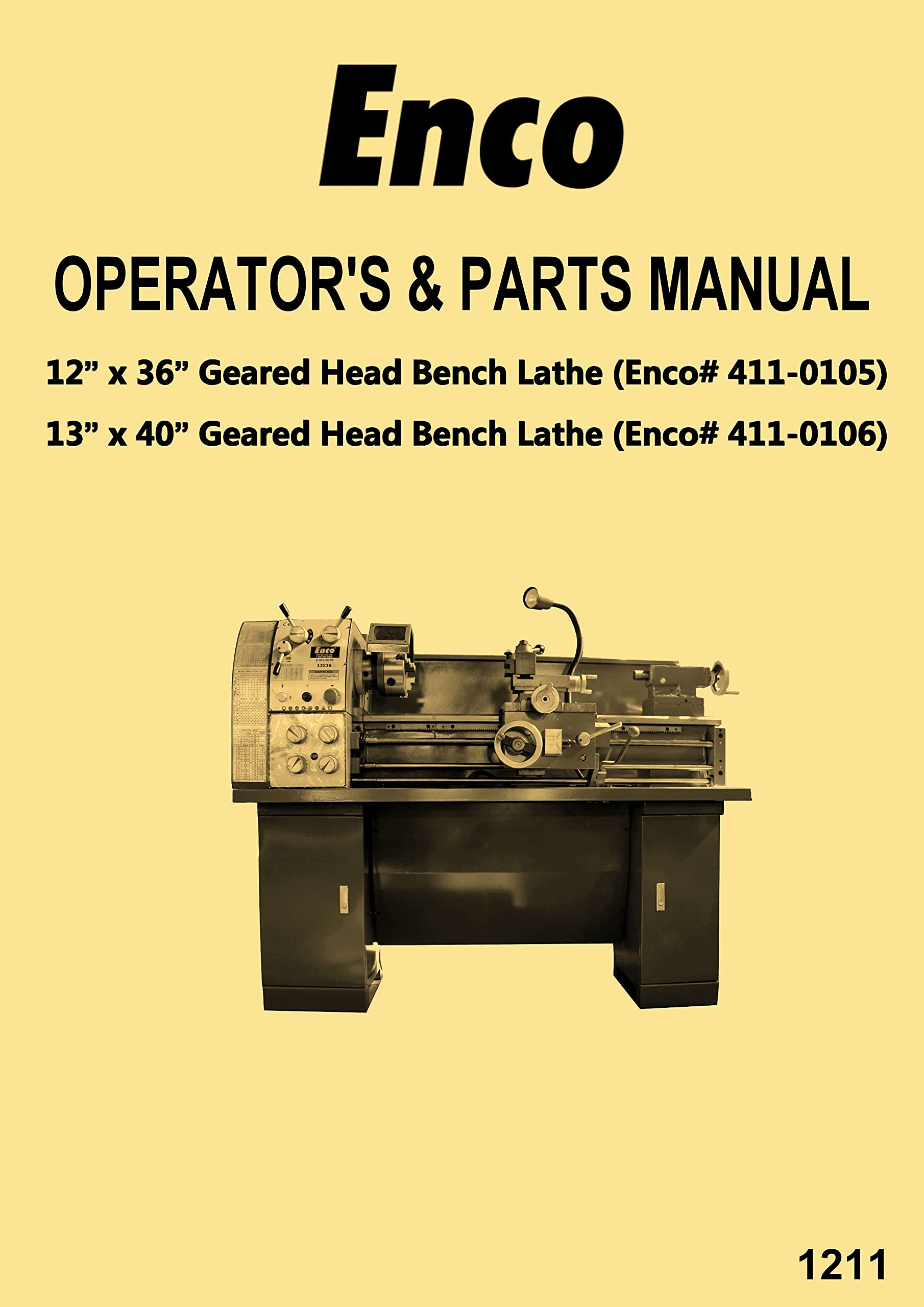 EncoJETAsian 1236 1340 Metal Lathes 4110105 4110106 Instructions