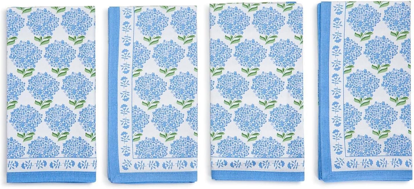 Two's Company Hydrangea Set of 4 Napkins - Cotton