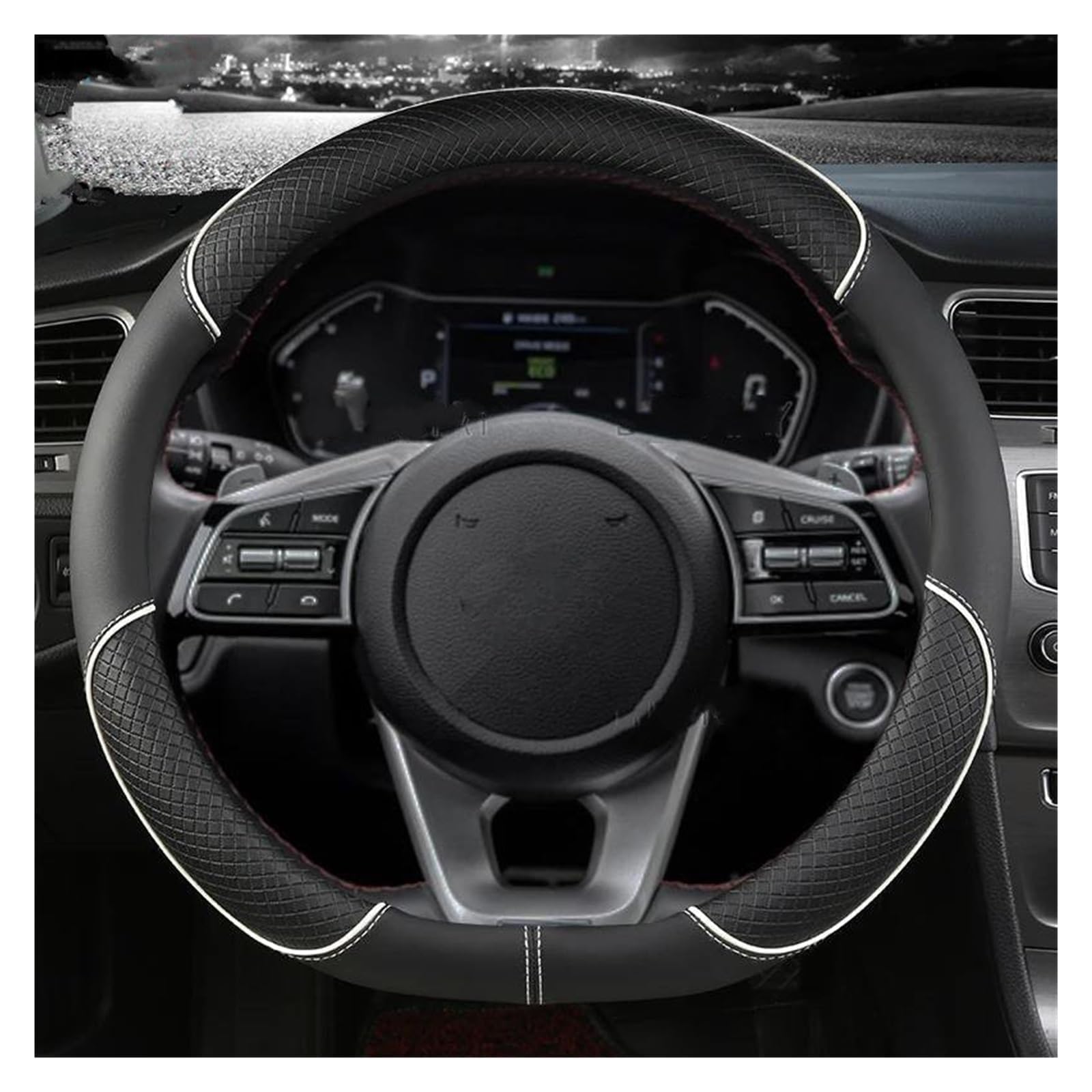 XXMMHTFD Steering Wheel Cover for Lexus ES300H GS300, Anti-Slip Steering Wheel Protector, Microfiber Leather Car Accessory, Breathable Grip, 37-38cm,B-D
