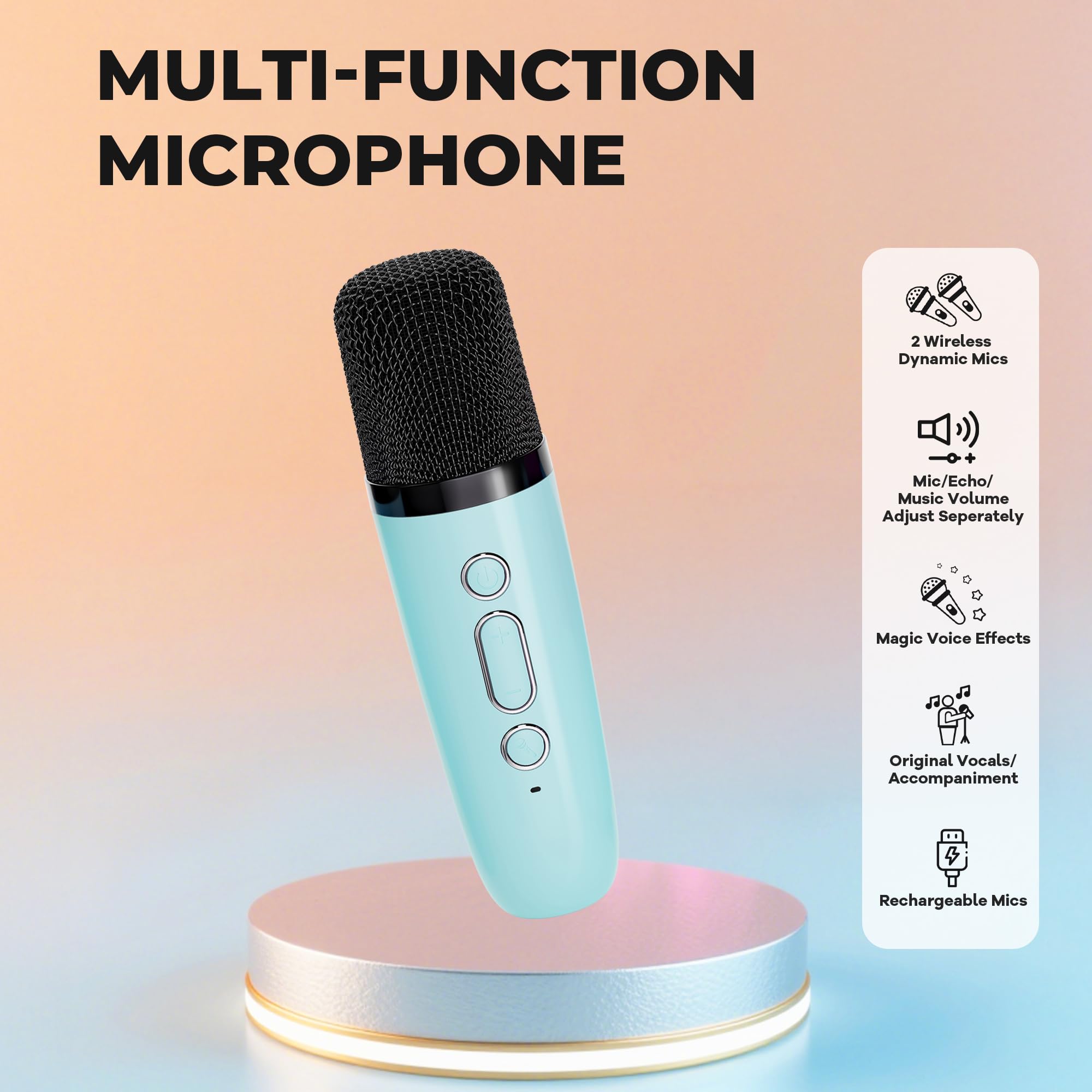 Ankuka Karaoke per Bambini Karaoke con Microfono Karaoke Cassa Bluetooth con 1 Microfono, Regalo Bambina Giochi Bimba Regalo Compleanno per 3, 4, 5, 6, 7, 8, 9,10,11,12+ Anni (Blu)