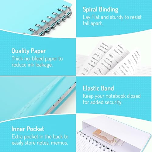 Miniatura 7 de Forvencer Libro de contraseñas con pestañas alfabéticas individuales, cuaderno de contraseñas de tamaño mediano de 5.3 x 7.6 pulgadas, libro de