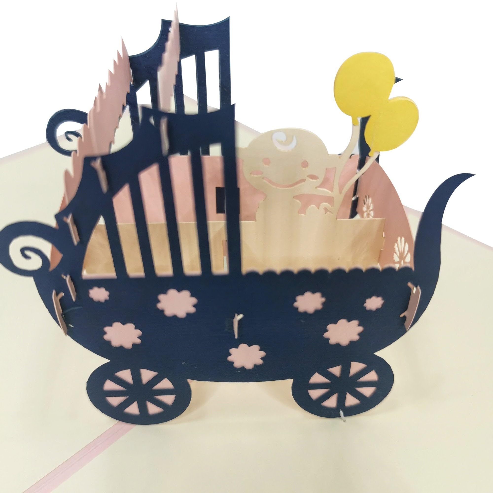 CardPop New Baby Girl in Pram Pop-Up Card - 3D Pop Up Greeting Card - Image 2