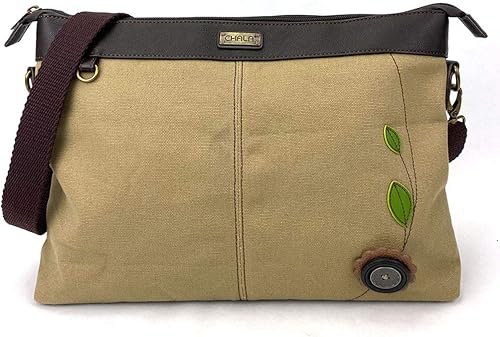 Miniatura 7 de CHALA Bolso de trabajo de lona convertible a rayas con llavero Chala en oliva claro (mariposa), New Butterfly