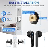 Vista 6 de Fingerprint Door Lock- biometric Smart Door knob- passcode keypad Door Handle，for Bedroom Hotel Office Apartment (Black)
