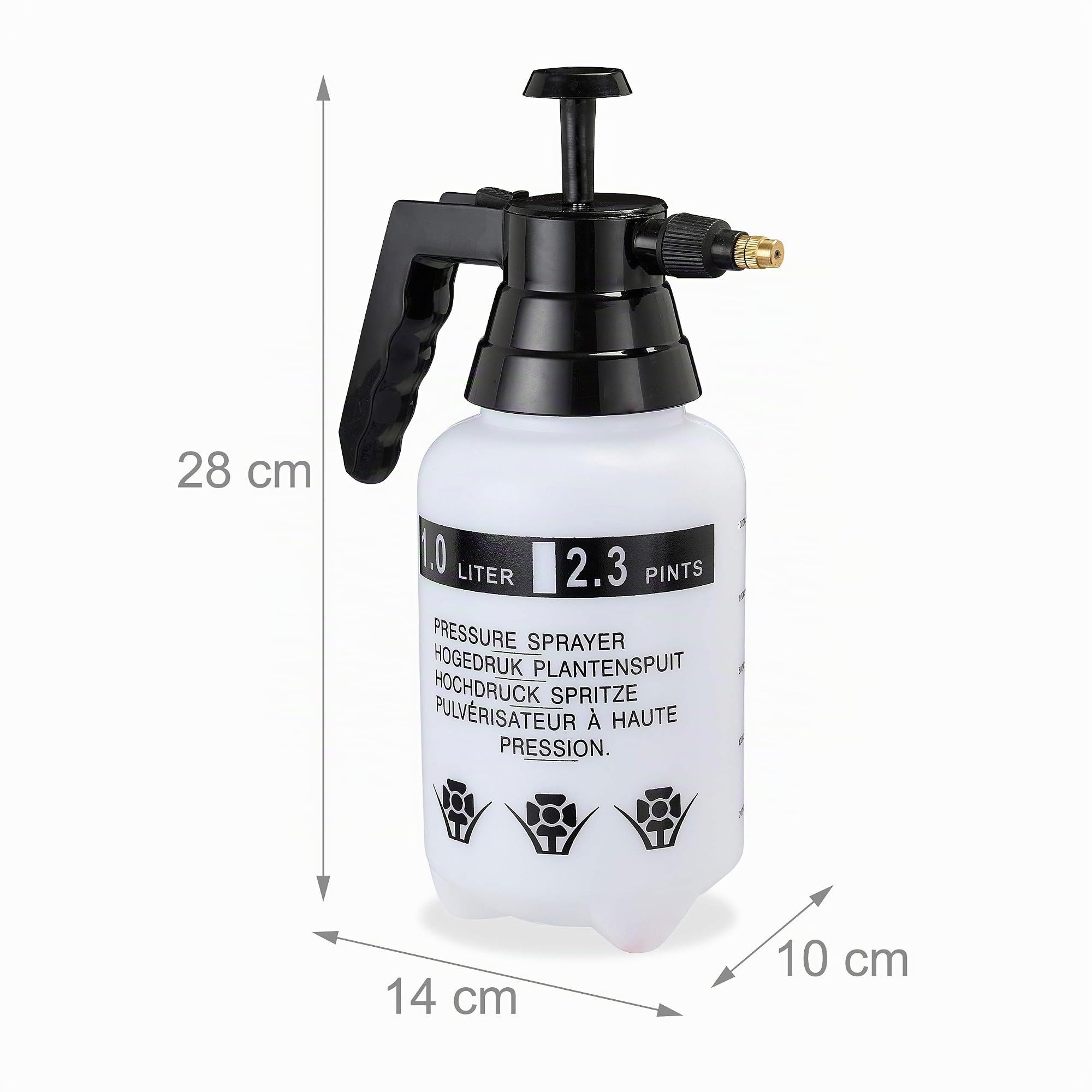 Relaxdays Pumpsprühflasche, einstellbare Messingdüse, Pflanzen Bewässerung, Schädlingsbekämpfung, 1l Sprüher, schwarz | Pflanzen Bewässerung, Schädlingsbekämpfung, 10x 1l Sprüher