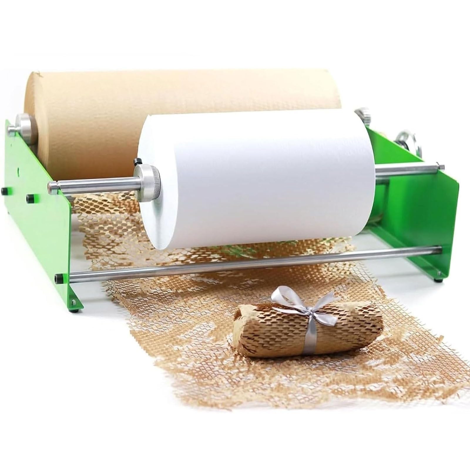 Distributeur manuel de rouleaux de papier d'emballage en nid d'abeille, support de rouleau de papier en nid d'abeille à double axe, machine d'étirement de papier en nid d'abeille, support de papier
