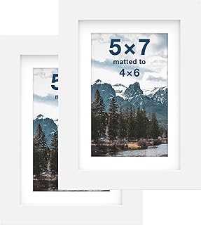 FrameWorks 2-Pack, 5x7 Matted to 4x6 Picture Frame, White – Classic Wooden Photo Frame with Tempered Glass, Modern Matte Finish for Prints, Posters, Certificates & Wall Decor – Gallery-Ready