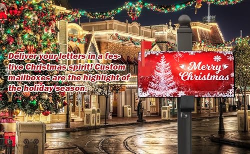 Merry Christmas 21\"x18\"Magnetic Mailbox Covers Suitable for 19 \"x6.5 Standard, Christmas Eve and Merry Christmas Mailbox Covers