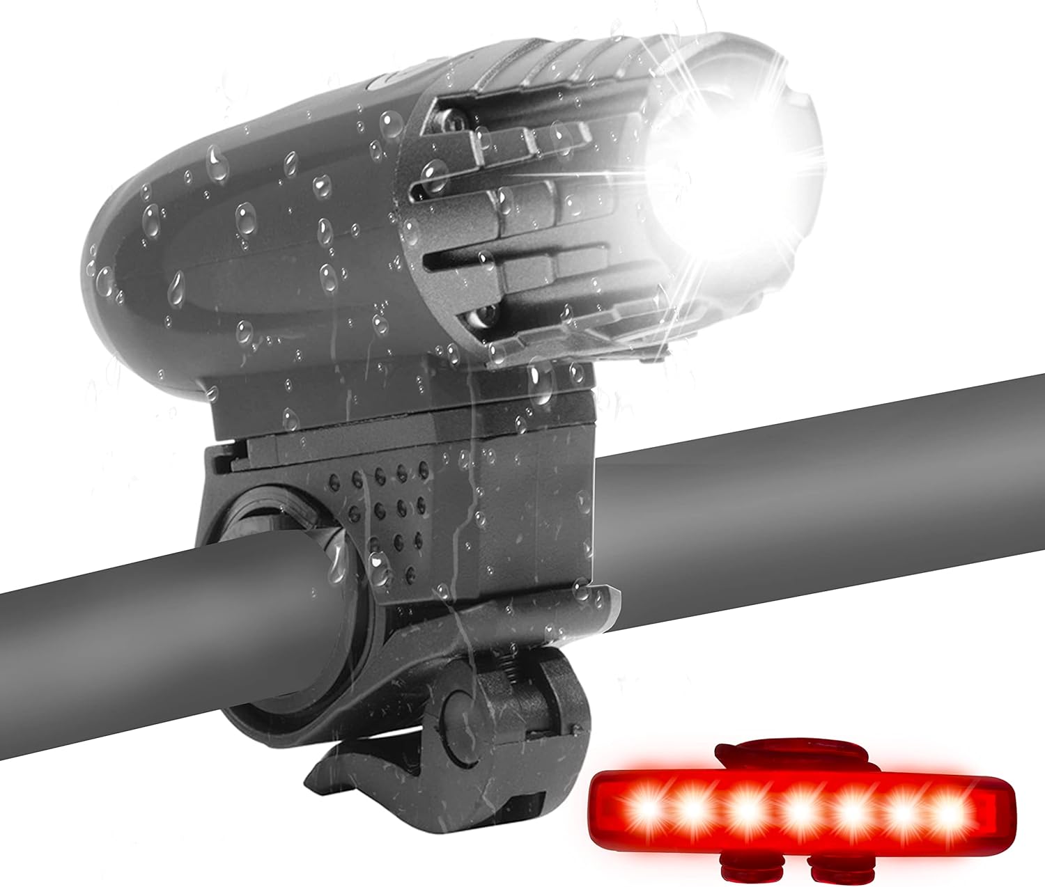 Himiway LED Bike Light Set/+ Battery Indicator + Horn/+ Speedometer + Horn for Night Riding Super Bright Bike Headlight and Taillight Bicycle Lights IPX7 Waterproof USB Rechargeable Fits All Bikes