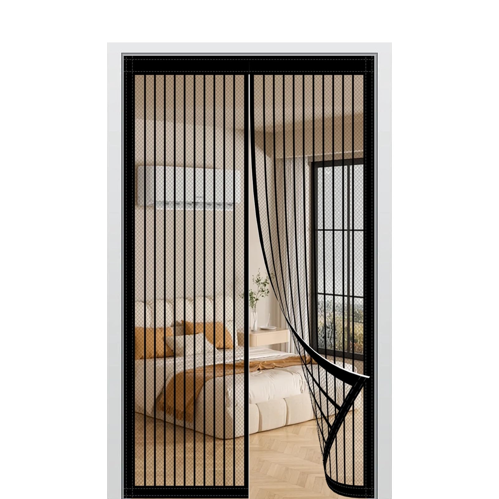 Yxrs Black Magnetic Fly Screen Door 97 X 197 Cm Keep Bugs Out & Lets Fresh Air In Magnetic Fly Screens For Doors No Without Drilling Suitable For Patio Doors Balcony Bedroom,