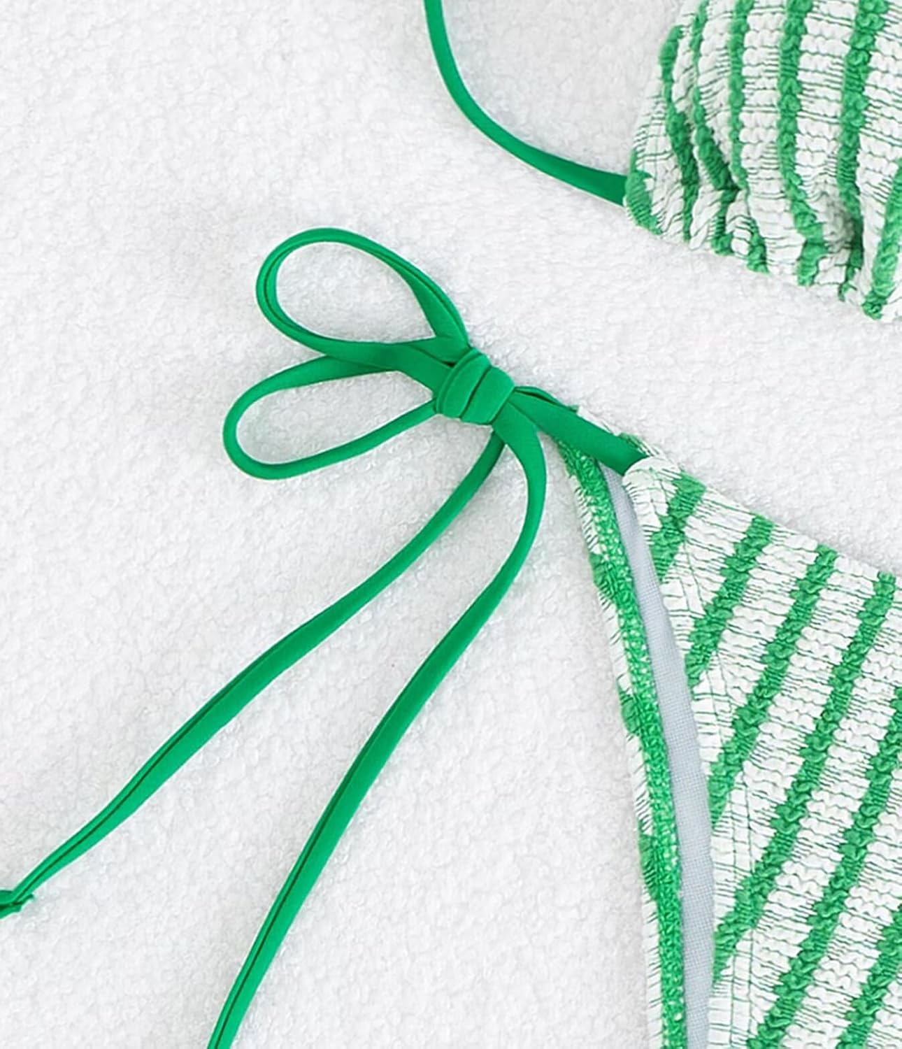 Women's Striped Halter Bathing Suit High Waisted Triangle Colorblock Swimsuit Bikini Set - Image 4