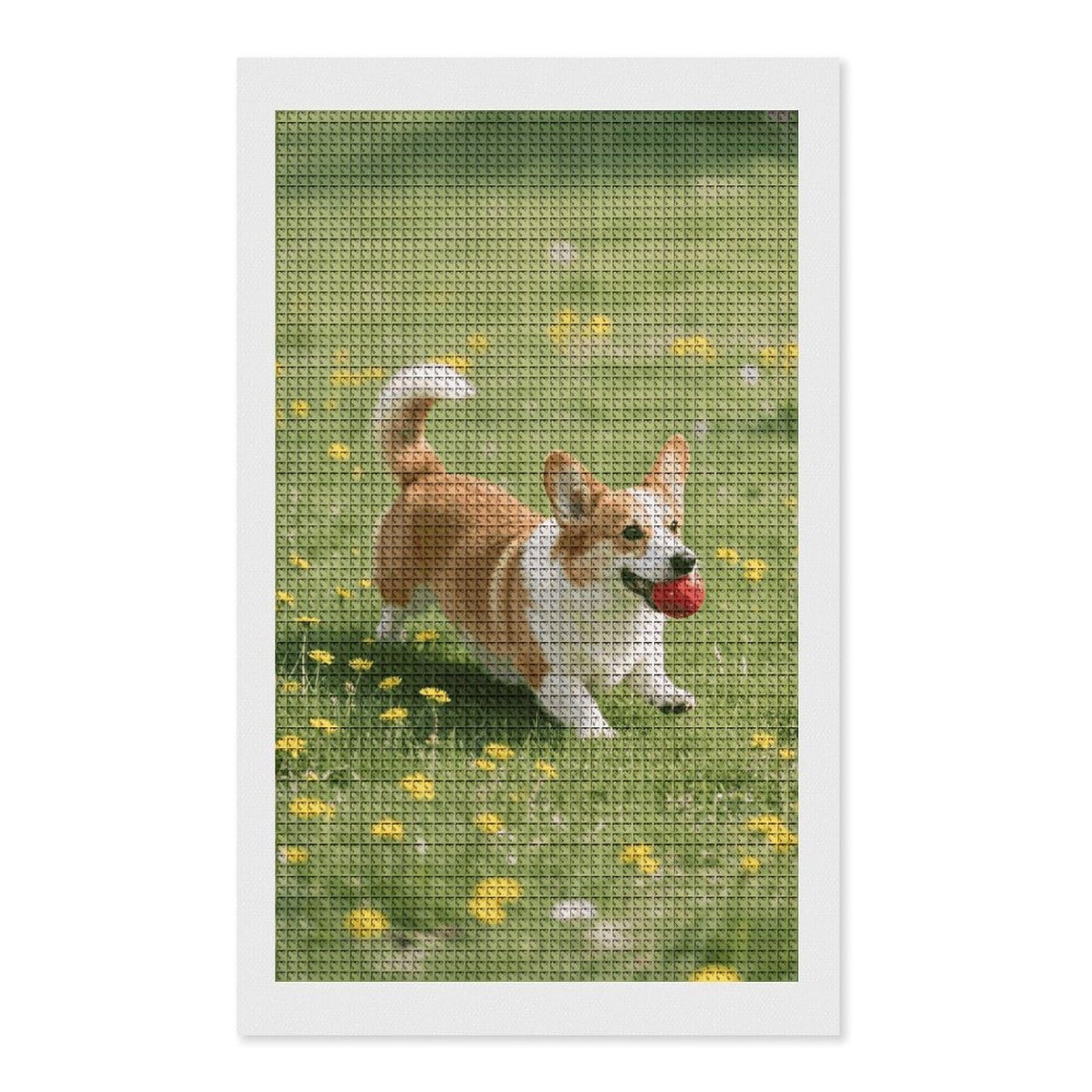 FodPand Corgi 5D Diamond Painting Kits for Adults Beginners Full Drill Square Diamond Dots Pictures Gem Art Supplies for Home Wall Room Decoration DIY Craft Set Gift 12x20
