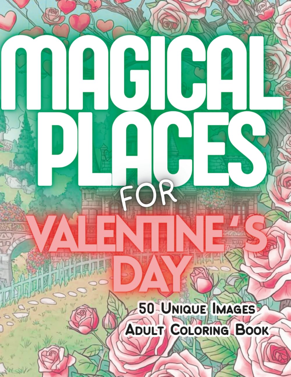 Magical Places for Valentines Day: 50 Unique Images ~ Adult Coloring Book