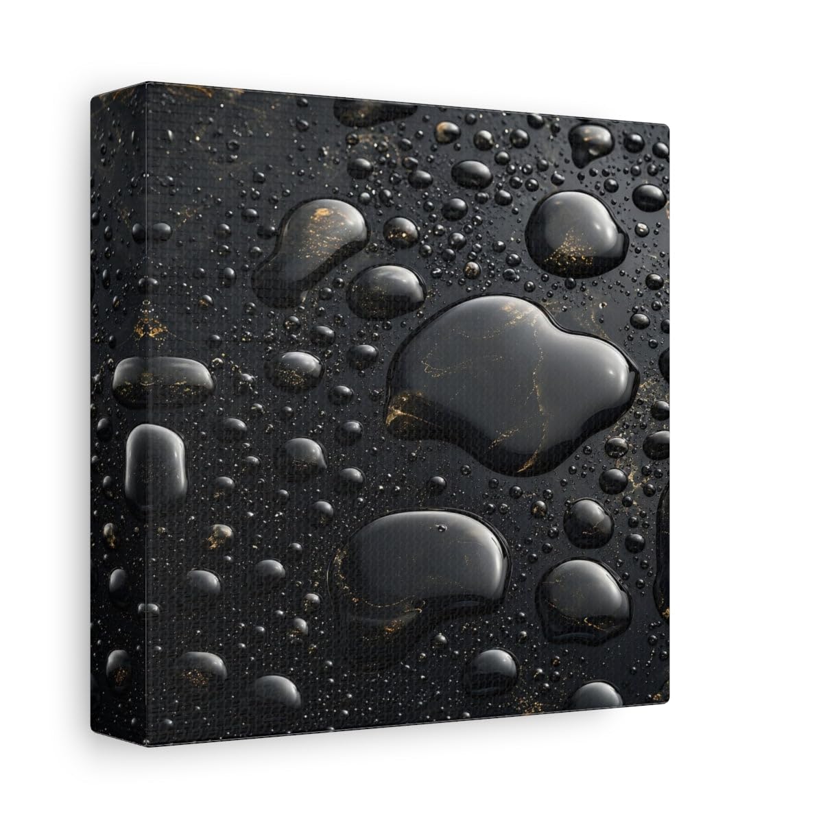 Tableau abstrait gouttes noir et or pour salon moderne - 8