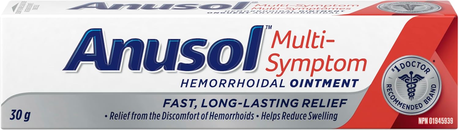 Product image of Anusol Multi-Symptom Hemorrhoidal Ointment - Made in Canada - Hemorrhoid Relief for Internal & External Use- 30g (Pack of 1)
