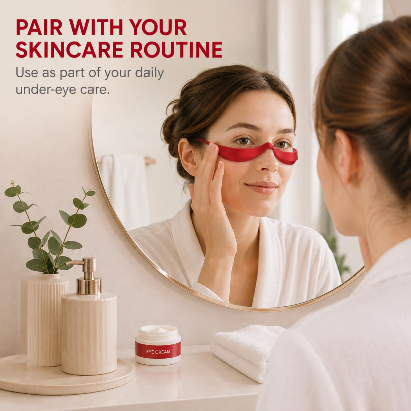 Appareil de beauté EMS portable, masseur des yeux à lumière rouge LED, appareil de soins des yeux mains libres flexible et confortable, outil de soins des yeux portable, adapté pour les soins