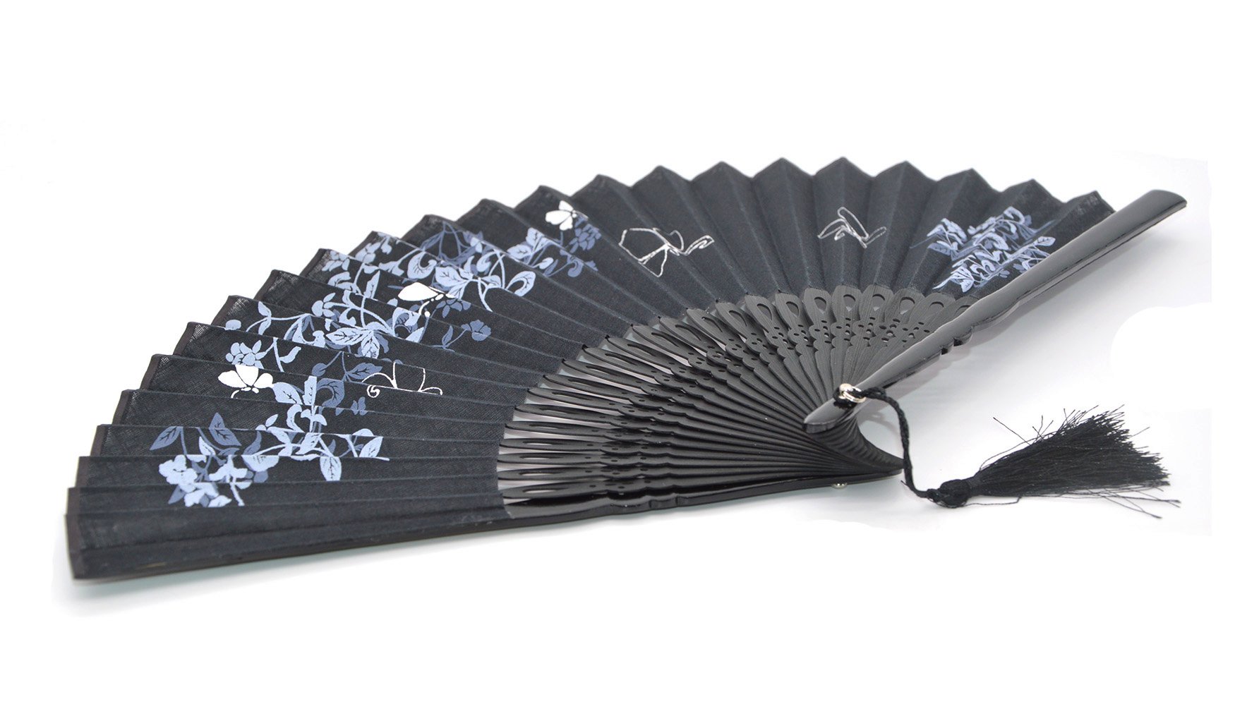 Ventaglio In Seta E Bambù Con Farfalle - Decorativo E Portatile, Con Sacchetto Regalo - Foto 9