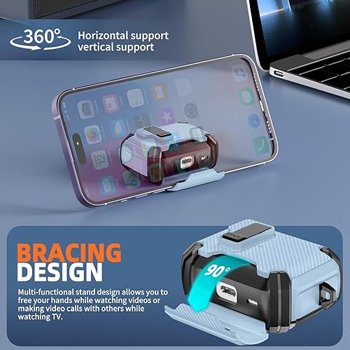 Miniatura 3 de Inesore Funda compatible con AirPods Pro de 21 generación con soporte para teléfono y kit de limpieza, compatible con MagSafe, bloqueo automático