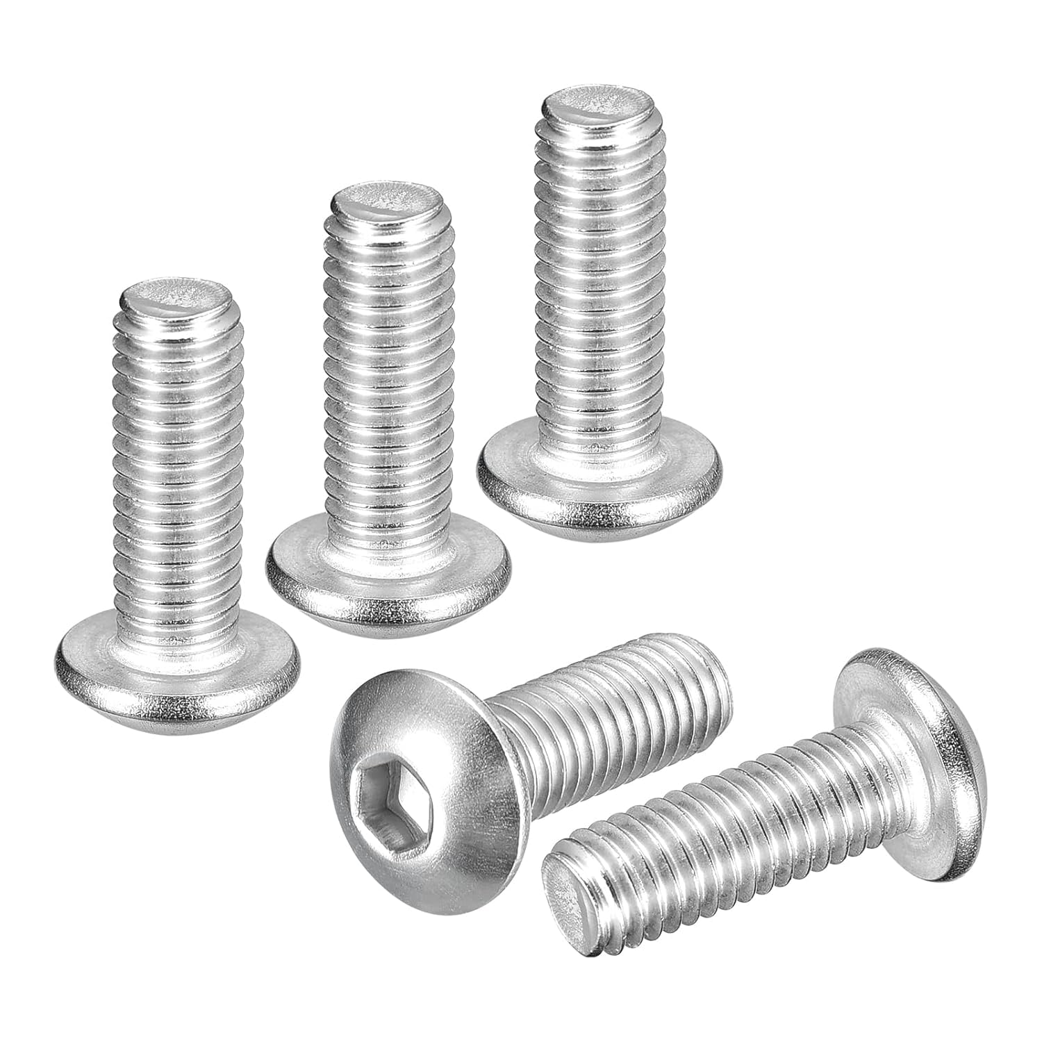Button Head Screw - Pack of 50 - M5x16 - Stainless Steel - Tamper Proof Screws - Internal Hexagon - Plain-image-0